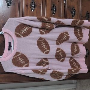 Simply Southern Fuzzy Pink Football Sweater